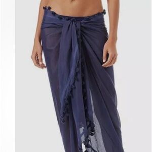 $117 Melissa Odabash Women's Blue Silk Blend Tassel Cover-Up Swimwear One Size